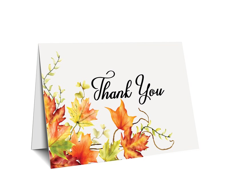 Fall Leaves Thank You Card: Printable Thanksgiving Card (digital ...