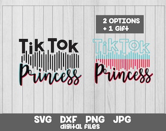 TikTok Princess SVG: Obrazy do naprasowania (pliki cyfrowe)