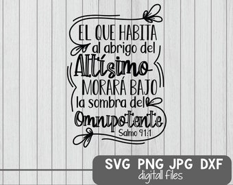Salmo 91:1 Versículo da Bíblia em Espanhol SVG - Arquivo de Corte Cristão (Download Digital)