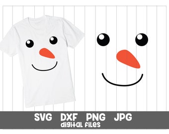 Rosto de boneco de neve SVG: transferência para ferro de passar em camisa de Natal (download digital)