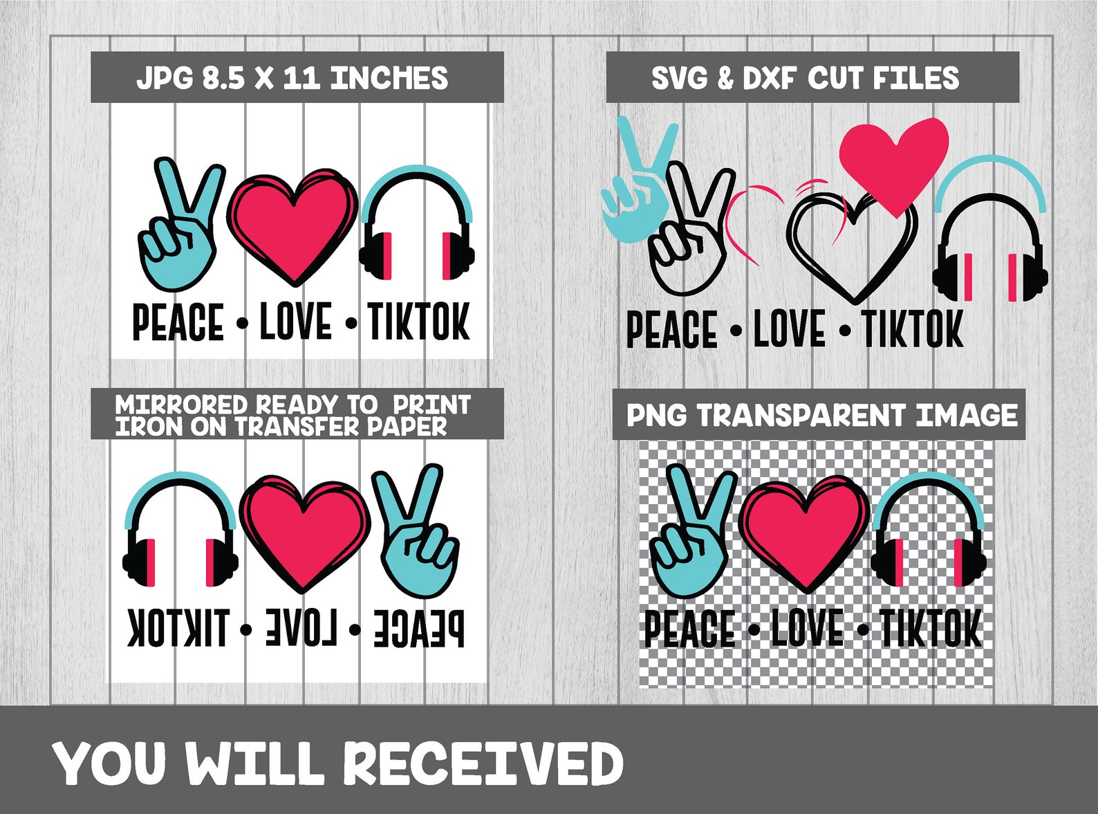 Download Peace Love TikTok SVG Peace love tiktok headphones ...
