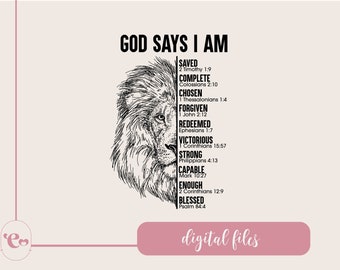 God says i am Bible versesSvg Png Jpg Dxf digital files, Bible verse, Christian Svg Man lion Bible verses