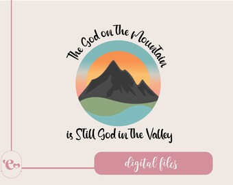 Verset de la Bible chrétienne SVG PNG : Dieu sur la montagne (fichiers numériques)