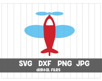 Vintage Airplane SVG: Red & Blue Clipart (Digital Download)