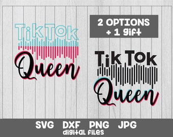 TikTok Queen SVG: trasferimento termico, uso commerciale (download digitale)