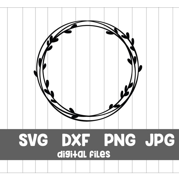 Circle leaves svg circle frame svg wreath svg floral wreath svg curt files commercial use leaf svg