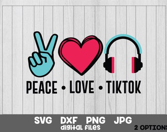 Peace Love TikTok SVG: Design delle cuffie (file digitali)