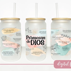 Promesas de Dios 16 oz lata de vidro embrulhar SVG e PNG, Versículo bíblico inspirador de lata de vidro Libbey, lata de vidro das Escrituras, sublimação