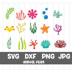 Elementi subacquei in formato SVG, sigillo in formato SVG, sotto il mare in formato SVG, oceano in formato SVG clipart alghe in formato SVG, file di taglio per uso commerciale di corallo in formato SVG