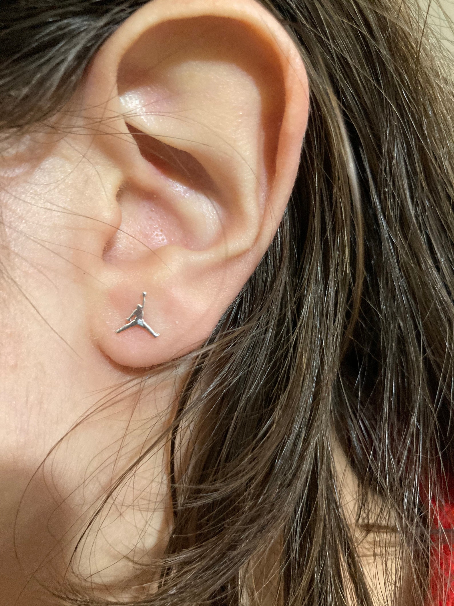 Nike Air Jordan Jumpman Stud Earrings 925 Silver Basketball Etsy