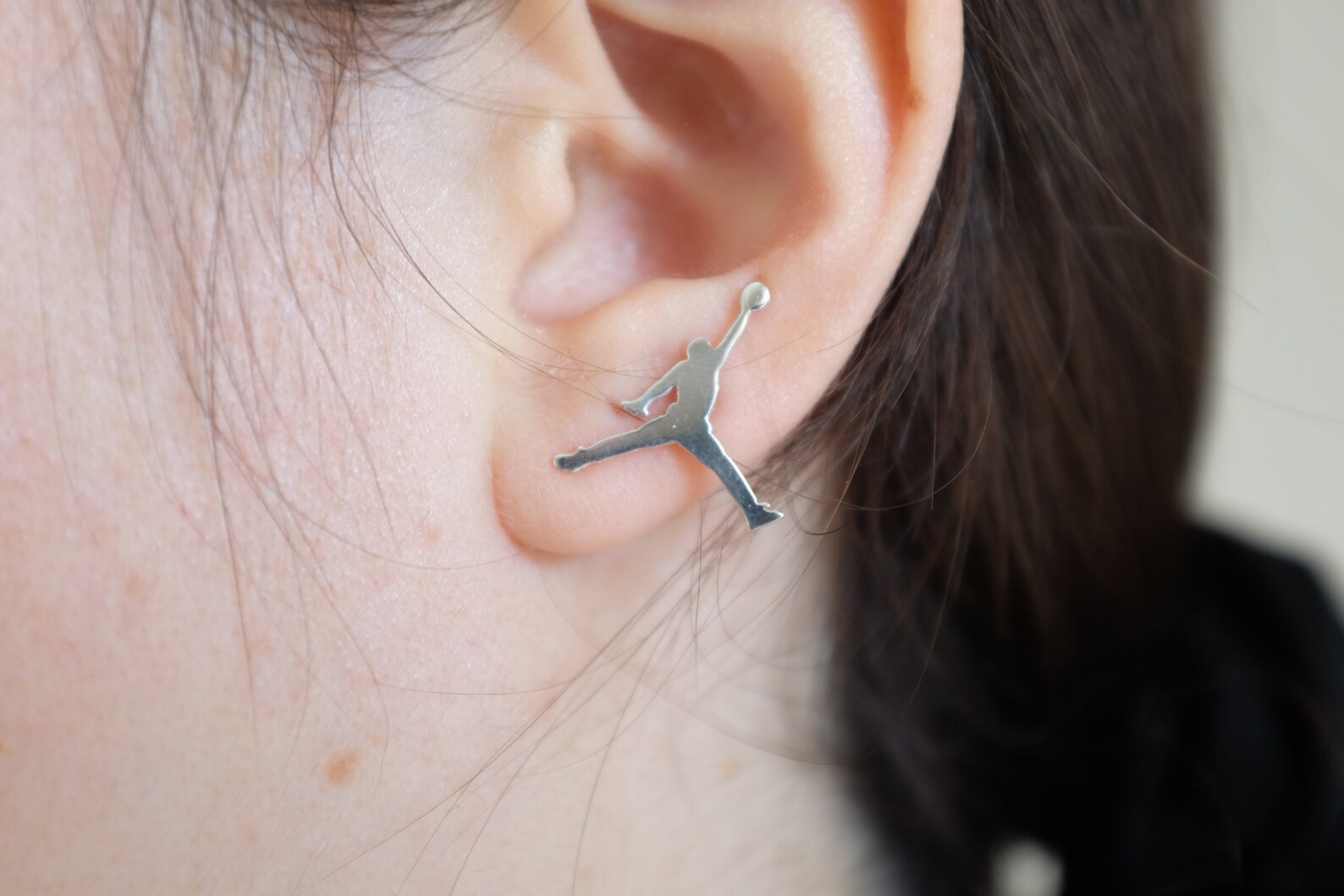Nike Air Jordan Jumpman Stud Earrings 925 Silver Basketball Etsy