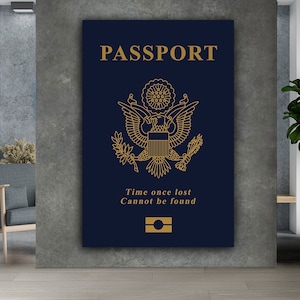 Passport Time Once Lost Introuvable Art mural sur toile | Oeuvre murale pour la maison et le bureau