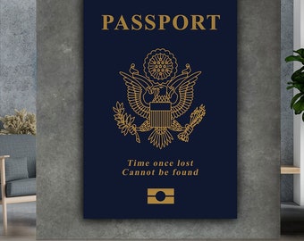 Passport Time Once Lost Cannot be found Saying Canvas Wall Art | Wall Artwork for Home and Office