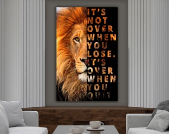 Half Faced Lion Wall Canvas | Wall Art With Half Lion | Canvas Modern Walls Art | Half Lion Wall Canvas with Quotes | Lion Head Animal Arts