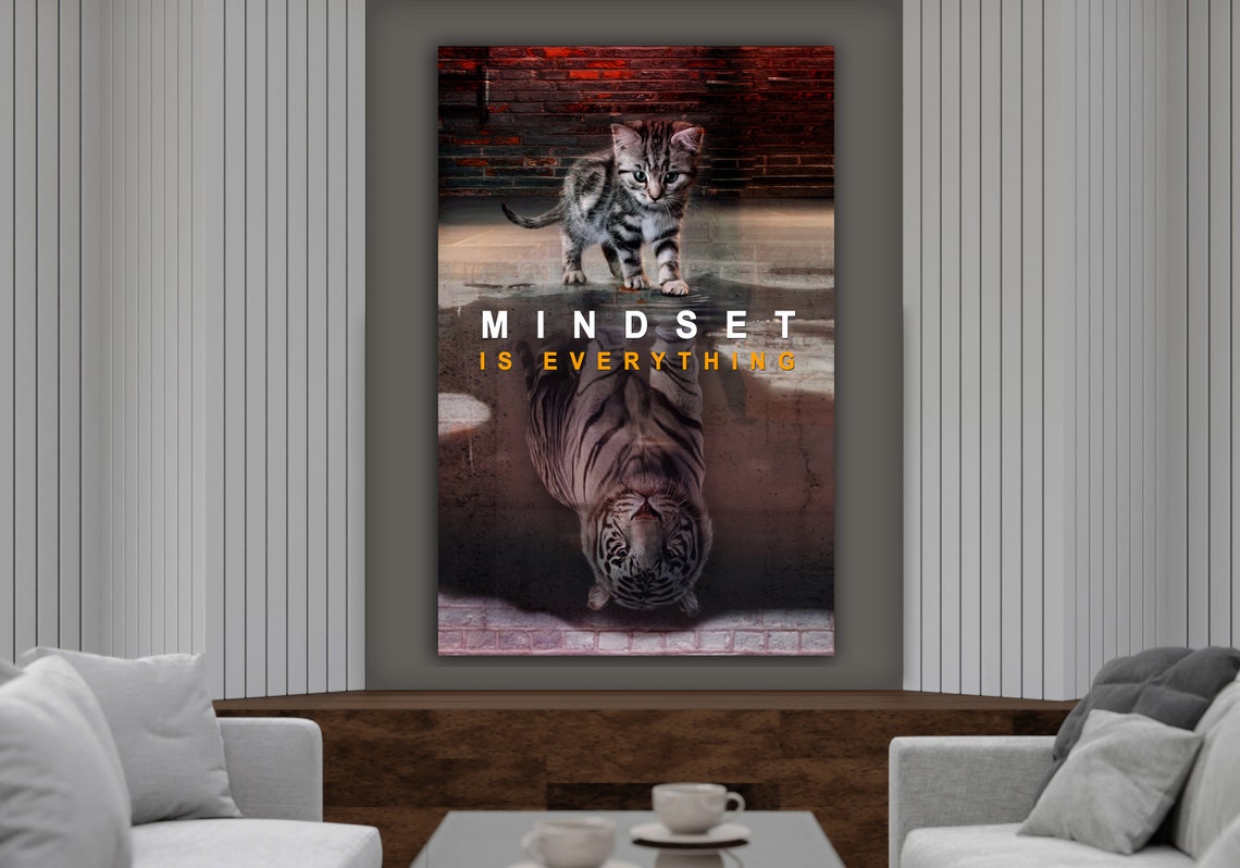 Kitten and Tiger Mirror Message Canvas Cat & Tiger Motivational Canvas