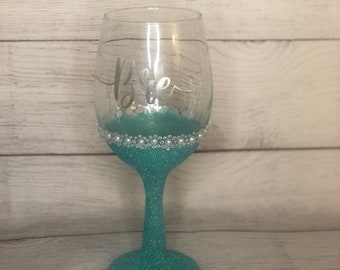 Custom Glitter Wine Glasses