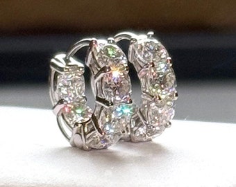 4.20 Carat Cushion Cut VVS1 Moissanite Hoop Earrings Huggies