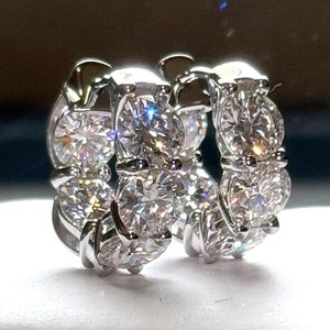 8.00 Carat Oversized Certified VVS1 Clarity Moissanite Hoop Earrings Huggies