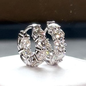 3.00 Carat Certified VVS1 Clarity Moissanite Hoop Earrings Huggies