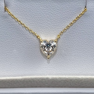 Certified VVS1 Moissanite Heart Cut Solitaire Pendant Necklace