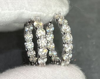 6.00 CTW Zertifiziert VVS1 Klarheit Moissanit Große Creolen 25 MM