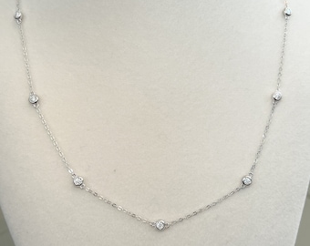 0.42 CTW VVS Moissanite Womens Station Necklace