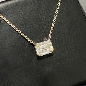 VVS1 2.00 Carat Emerald Cut Moissanite Pendant Necklace