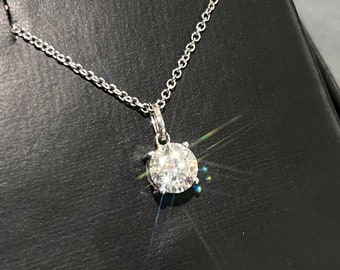 Certified VVS1 Round Solitaire Moissanite Pendant Necklace