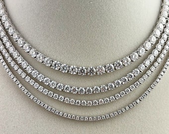 Certified VVS1 Ideal Cut Moissanite Tennis Necklace Chain All Sizes