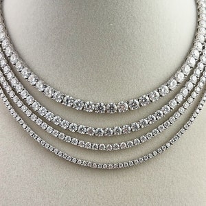 Certified VVS1 Ideal Cut Moissanite Tennis Necklace Chain All Sizes image 1