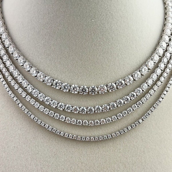 Certified VVS1 Ideal Cut Moissanite Tennis Necklace Chain All Sizes