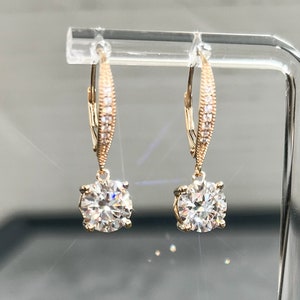 4.40 Carat VVS1 Moissanite Dangling Leverback Earrings Fish Hook