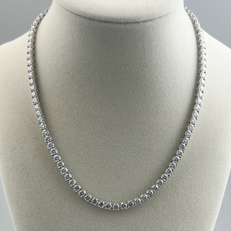 Certified VVS1 Ideal Cut Moissanite Tennis Necklace Chain All Sizes 4MM