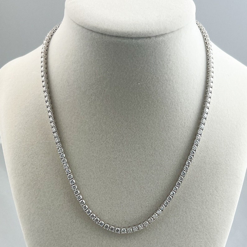 Certified VVS1 Ideal Cut Moissanite Tennis Necklace Chain All Sizes 3MM