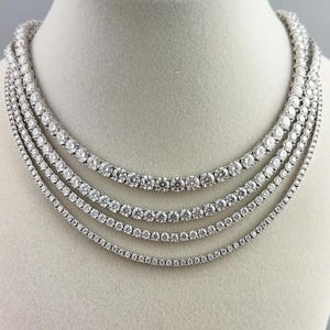 Certified VVS1 Moissanite Sterling Silver Tennis Necklace All Sizes