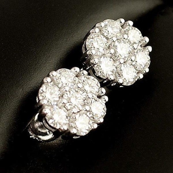 1.40 Carat VVS1 Clarity Moissanite Cluster Flower Earrings