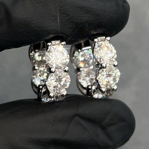 8.00 Carat Oversized Certified VVS1 Clarity Moissanite Hoop Earrings Huggies