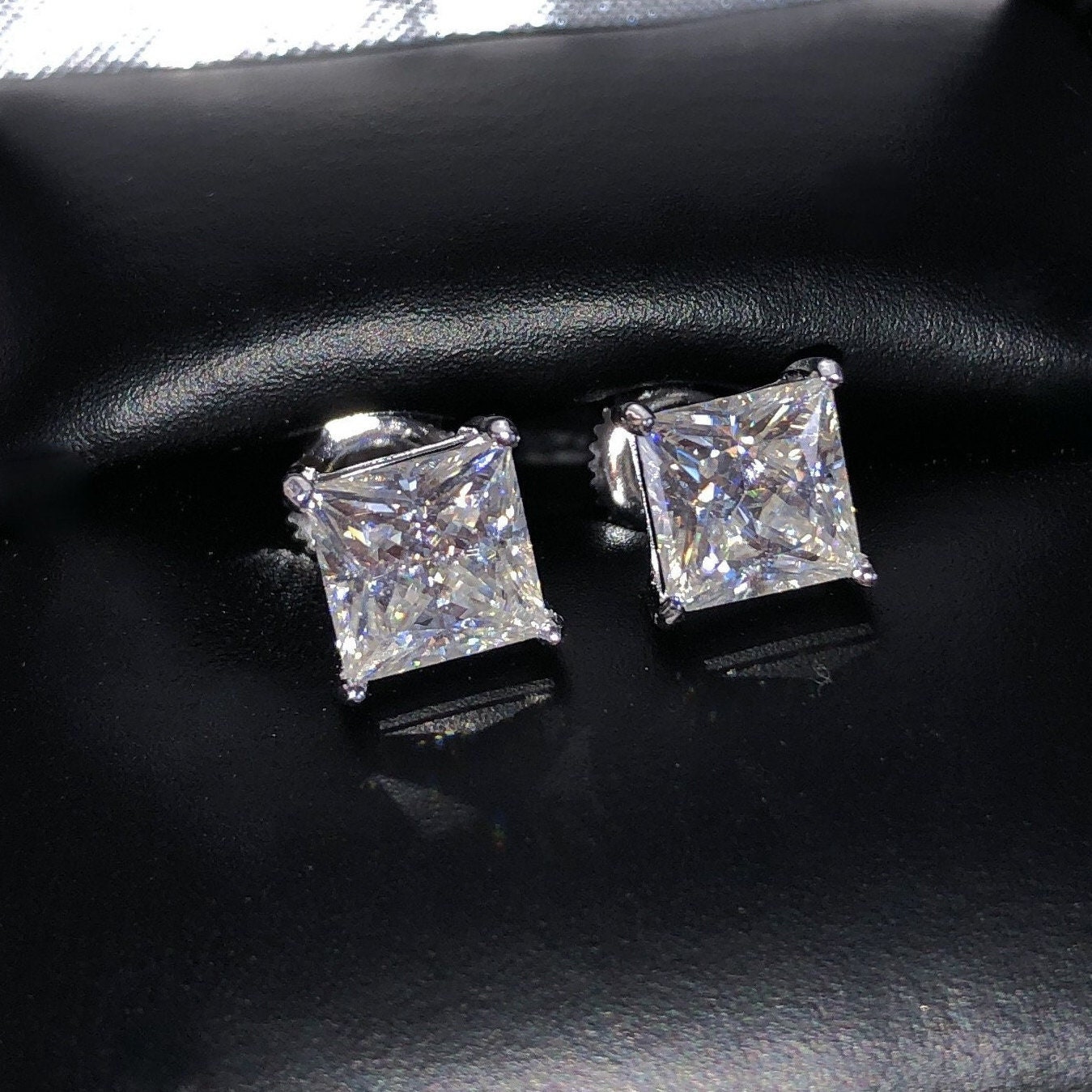 Moissanite princess clearance cut earrings