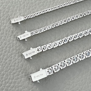 Certified VVS1 Ideal Cut Moissanite Tennis Necklace Chain All Sizes image 4