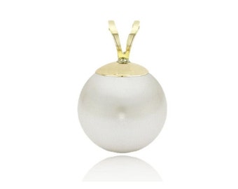 14K Solid Gold Genuine Fresh Water Pearl Pendant - 14K Pearl Pendant - Cultured Pearl Pendant. 5mm 6mm 7mm 8mm 9mm