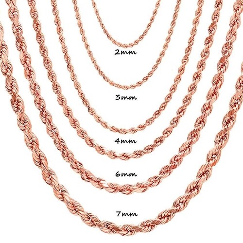 14k Solid Rose Gold Cable Chain 14 16 18 Etsy