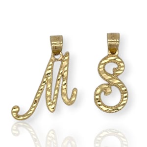 10k 10kt Yellow Gold Polished S Script Initial Charm PENDANT 16.9 mm X 7.85  mm