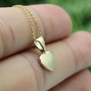 10k Tiny Heart Dainty Solid Yellow Gold Heart Pendant Charm for a Chain or Necklace .5 Long. Not Gold Plated. Real 10K Gold