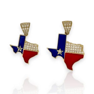 Pendentif Texas en or 10 carats | Charm Étoile solitaire en émail | Bijoux de fierté du Texas | Pendentif héritage du Sud