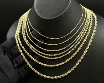 10K - Gold Rope Chain Gold Rope Chain Necklace 1mm-5mm 16-26 inches, Heavy Fully Solid 10K Gold Rope Chain, 10K Gold Chain, Men Women