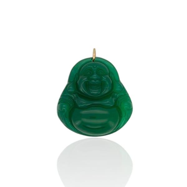 Echte Jade Hanger Lachende Boeddha Ketting - 14K Solid Gold - Echte Jade - Handgesneden Jade - Hotei - Geluk - Wijsheid - Rijkdom