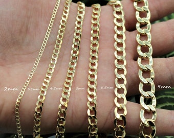 10K Gold Cuban Chain, 10kt Gold Chain, Real Gold Chain, 2mm 2.5mm 3.5mm 4.5mm 5mm 6.5mm 7.5mm 9mm Cuban Chain, Genuine 10K Gold Chain
