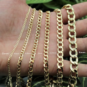 10 kt gouden Cubaanse ketting, 10 kt gouden ketting, echte gouden ketting, 2 mm 2,5 mm 3,5 mm 4,5 mm 5 mm 6,5 mm 7,5 mm 9 mm Cubaanse ketting, echte 10 kt gouden ketting