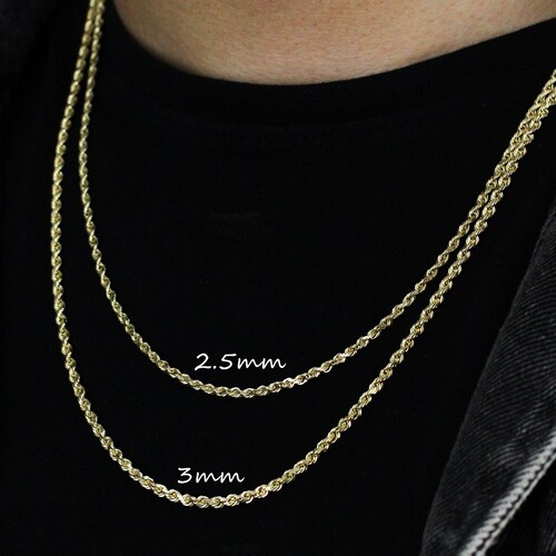 14K Gold Rope Chain Necklace 2mm 