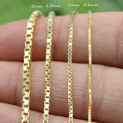 14K Solid Yellow Gold Box Chain 